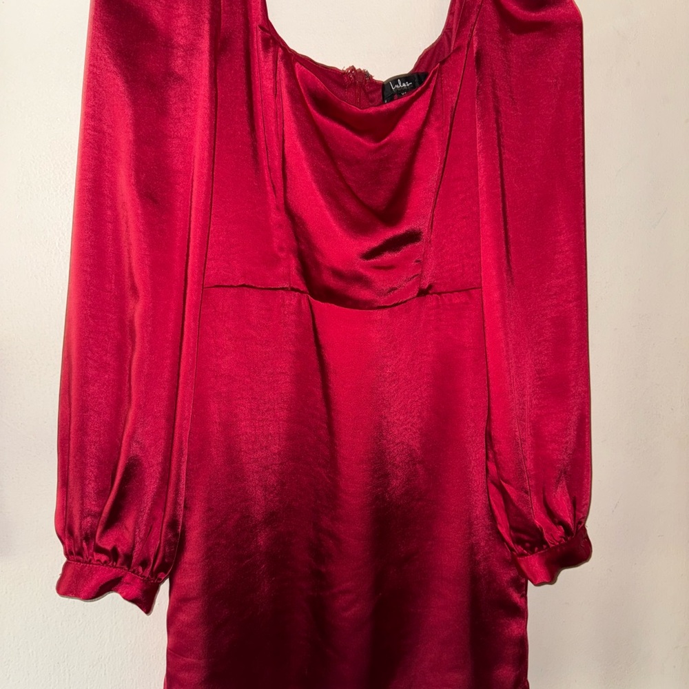 Lulu's Vibrant Red Satin dress - Picture 3 of 6